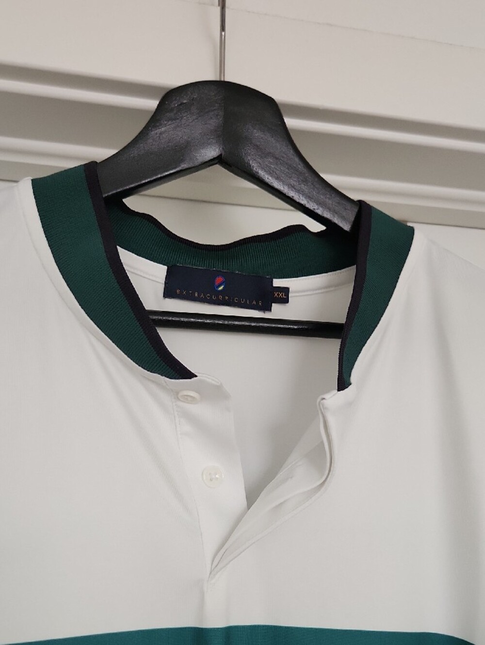 White Polo with Teal and Black Horizontal Stripes - Men - Picture 2 of 7